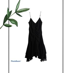 Heart Moon Star Little Black Fit and Flare Silk Ruched Dress